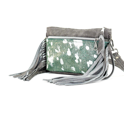 Miss Kitty - Emerald Acid w/ Grey Leather-Miss Kitty-Western-Cowhide-Bags-Handmade-Products-Gifts-Dancing Cactus Designs