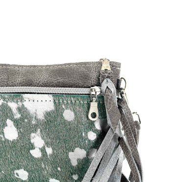 Miss Kitty - Emerald Acid w/ Grey Leather-Miss Kitty-Western-Cowhide-Bags-Handmade-Products-Gifts-Dancing Cactus Designs