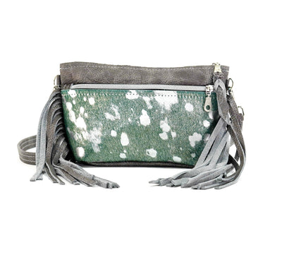 Miss Kitty - Emerald Acid w/ Grey Leather-Miss Kitty-Western-Cowhide-Bags-Handmade-Products-Gifts-Dancing Cactus Designs