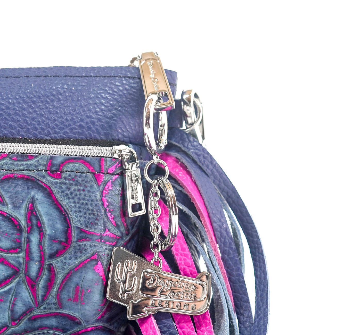 Miss Kitty - Navy Leather w/ Rio Roses-Miss Kitty-Western-Cowhide-Bags-Handmade-Products-Gifts-Dancing Cactus Designs