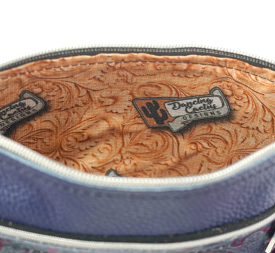 Miss Kitty - Navy Leather w/ Rio Roses-Miss Kitty-Western-Cowhide-Bags-Handmade-Products-Gifts-Dancing Cactus Designs