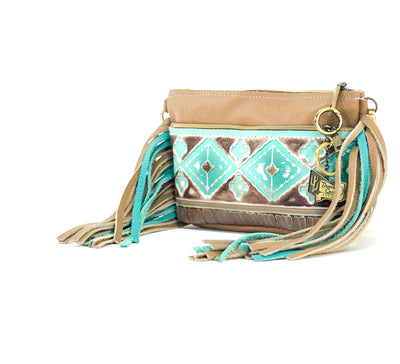 Miss Kitty - Pebbled Latte Leather w/ Bora Bora Navajo-Miss Kitty-Western-Cowhide-Bags-Handmade-Products-Gifts-Dancing Cactus Designs