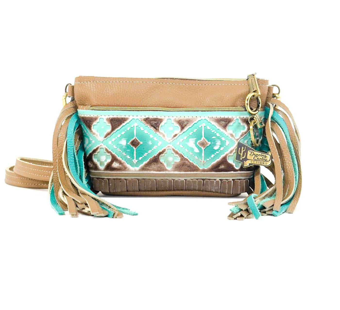 Miss Kitty - Pebbled Latte Leather w/ Bora Bora Navajo-Miss Kitty-Western-Cowhide-Bags-Handmade-Products-Gifts-Dancing Cactus Designs