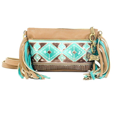Miss Kitty - Pebbled Latte Leather w/ Bora Bora Navajo-Miss Kitty-Western-Cowhide-Bags-Handmade-Products-Gifts-Dancing Cactus Designs