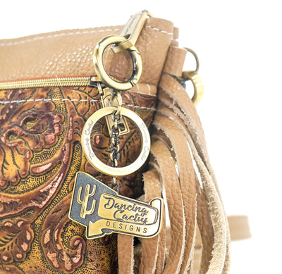 Miss Kitty - Pebbled Latte Leather w/ Wyoming Tool-Miss Kitty-Western-Cowhide-Bags-Handmade-Products-Gifts-Dancing Cactus Designs