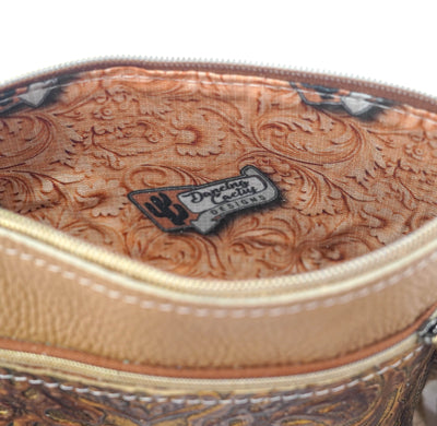Miss Kitty - Pebbled Latte Leather w/ Wyoming Tool-Miss Kitty-Western-Cowhide-Bags-Handmade-Products-Gifts-Dancing Cactus Designs