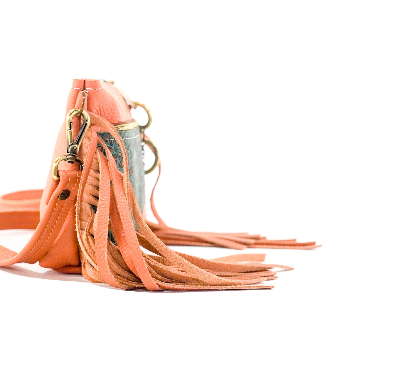 Miss Kitty - Terracotta Leather w/ Lagoon Croc-Miss Kitty-Western-Cowhide-Bags-Handmade-Products-Gifts-Dancing Cactus Designs