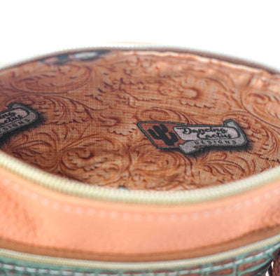 Miss Kitty - Terracotta Leather w/ Lagoon Croc-Miss Kitty-Western-Cowhide-Bags-Handmade-Products-Gifts-Dancing Cactus Designs