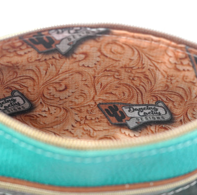 Miss Kitty - Turquoise Leather w/ Mint Chocolate Skulls-Miss Kitty-Western-Cowhide-Bags-Handmade-Products-Gifts-Dancing Cactus Designs