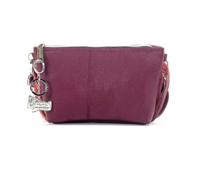 Miss Kitty - Wine Leather w/ Burgundy Tool-Miss Kitty-Western-Cowhide-Bags-Handmade-Products-Gifts-Dancing Cactus Designs