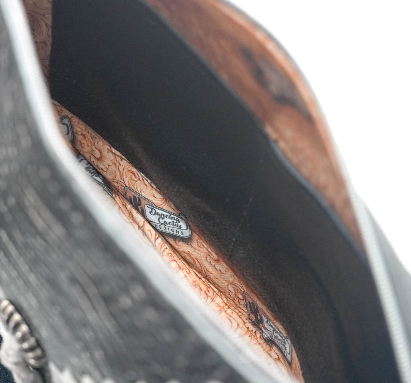 Oakley - Black & White w/ Onyx & Silver Croc-Oakley-Western-Cowhide-Bags-Handmade-Products-Gifts-Dancing Cactus Designs