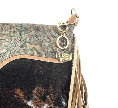 Oakley - Exotic Brindle w/ Turquoise Autumn-Oakley-Western-Cowhide-Bags-Handmade-Products-Gifts-Dancing Cactus Designs