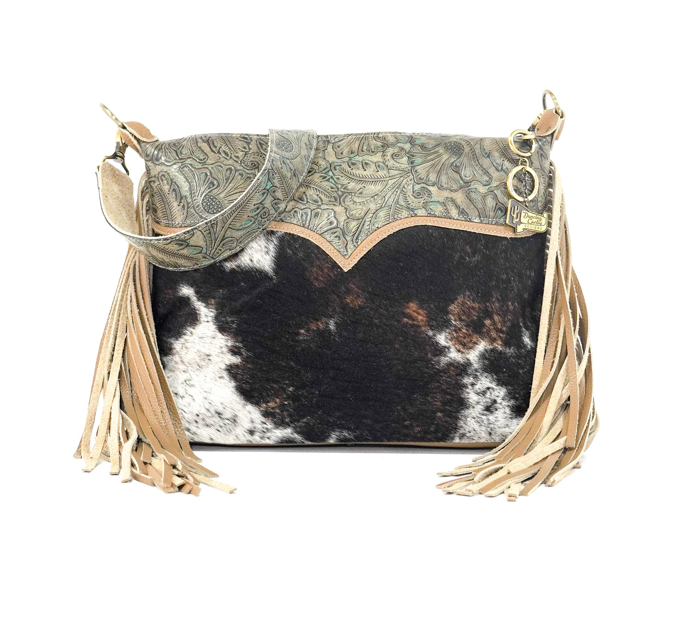 Oakley - Exotic Brindle w/ Turquoise Autumn-Oakley-Western-Cowhide-Bags-Handmade-Products-Gifts-Dancing Cactus Designs