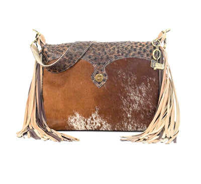 Oakley - Longhorn w/ Cowboy Ostrich-Oakley-Western-Cowhide-Bags-Handmade-Products-Gifts-Dancing Cactus Designs