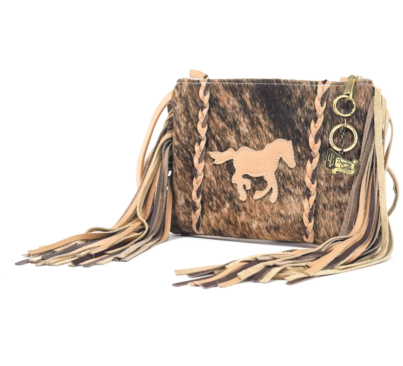 Patsy - Brindle w/ Camel Leather-Patsy-Western-Cowhide-Bags-Handmade-Products-Gifts-Dancing Cactus Designs