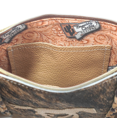 Patsy - Brindle w/ Camel Leather-Patsy-Western-Cowhide-Bags-Handmade-Products-Gifts-Dancing Cactus Designs