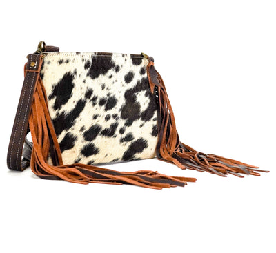 Patsy - Chocolate & White w/ No Embossed-Patsy-Western-Cowhide-Bags-Handmade-Products-Gifts-Dancing Cactus Designs
