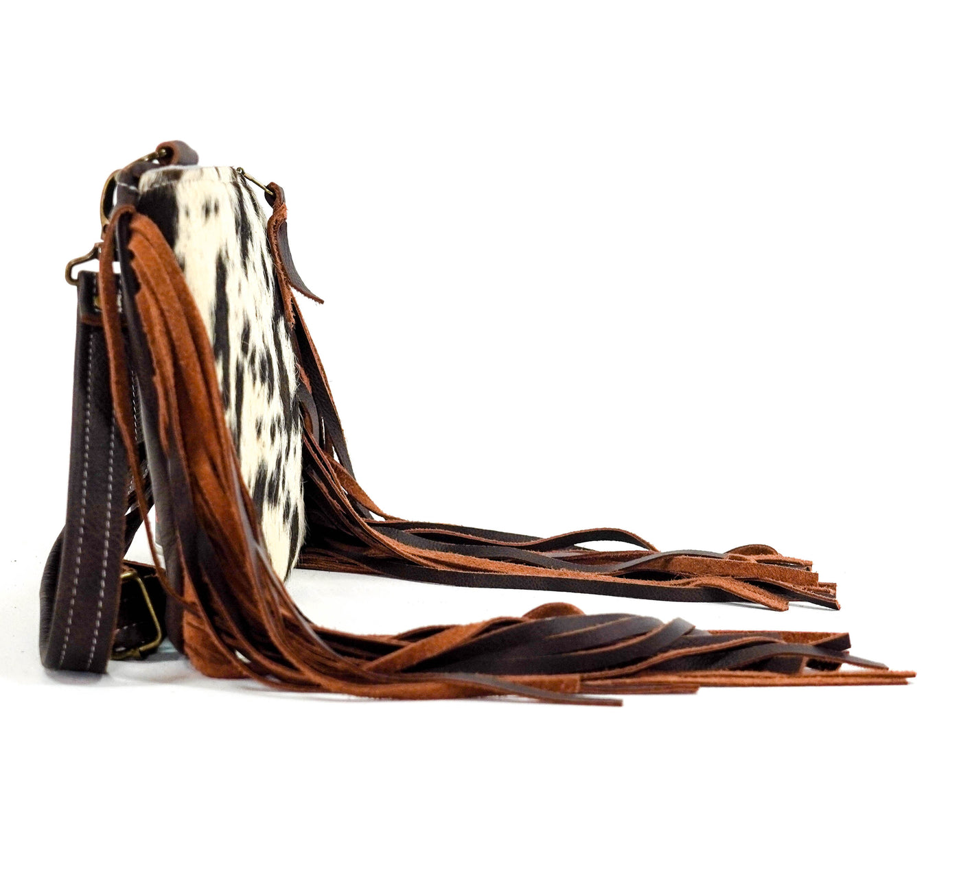 Patsy - Chocolate & White w/ No Embossed-Patsy-Western-Cowhide-Bags-Handmade-Products-Gifts-Dancing Cactus Designs