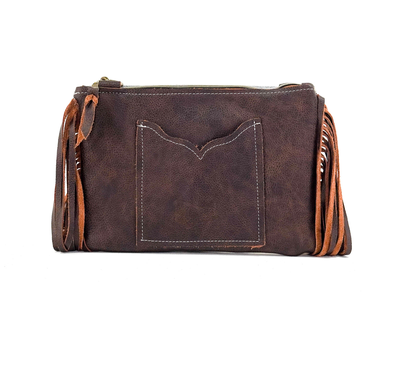 Patsy - Chocolate & White w/ No Embossed-Patsy-Western-Cowhide-Bags-Handmade-Products-Gifts-Dancing Cactus Designs