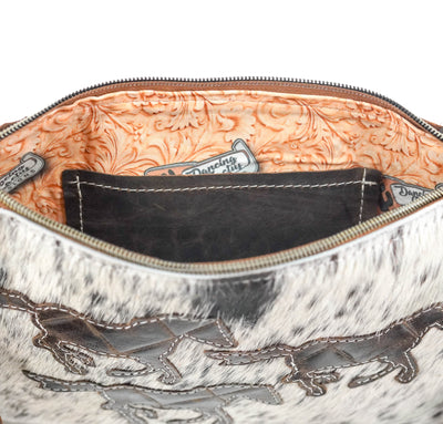 Patsy - Chocolate & White w/ Walnut Diamond Stitch-Patsy-Western-Cowhide-Bags-Handmade-Products-Gifts-Dancing Cactus Designs