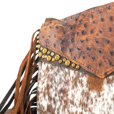 Patsy - Longhorn w/ Saddle Ostrich-Patsy-Western-Cowhide-Bags-Handmade-Products-Gifts-Dancing Cactus Designs
