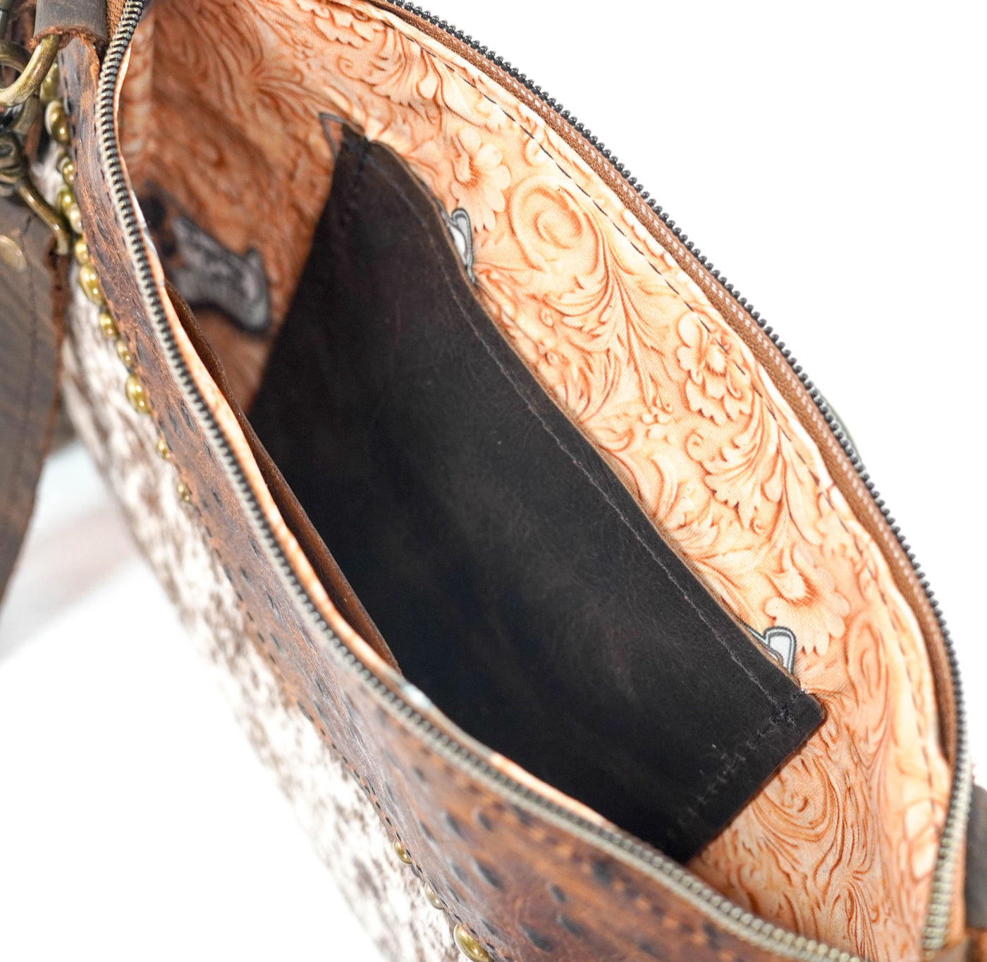 Patsy - Longhorn w/ Saddle Ostrich-Patsy-Western-Cowhide-Bags-Handmade-Products-Gifts-Dancing Cactus Designs