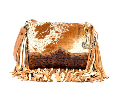 Patsy - Longhorn w/ Saddle Ostrich-Patsy-Western-Cowhide-Bags-Handmade-Products-Gifts-Dancing Cactus Designs