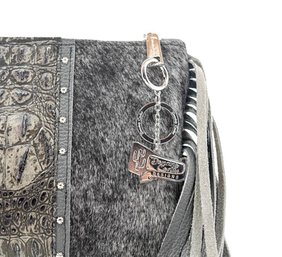 Patsy - Salt & Pepper w/ Smoke Show Croc-Patsy-Western-Cowhide-Bags-Handmade-Products-Gifts-Dancing Cactus Designs