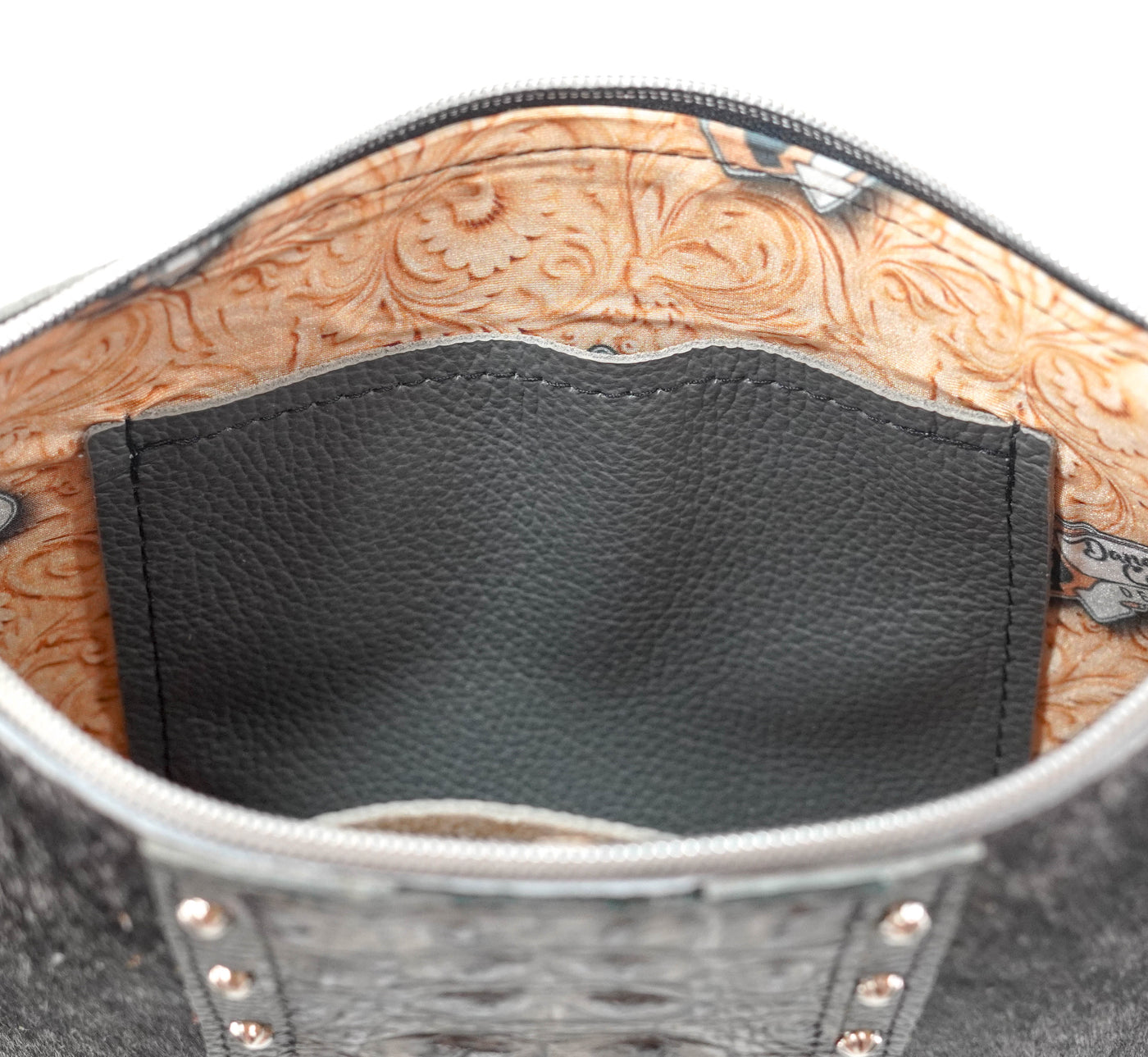 Patsy - Salt & Pepper w/ Smoke Show Croc-Patsy-Western-Cowhide-Bags-Handmade-Products-Gifts-Dancing Cactus Designs