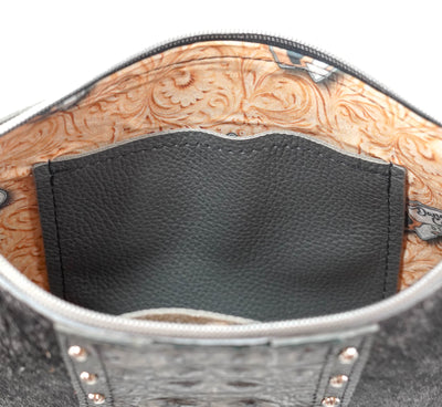 Patsy - Salt & Pepper w/ Smoke Show Croc-Patsy-Western-Cowhide-Bags-Handmade-Products-Gifts-Dancing Cactus Designs