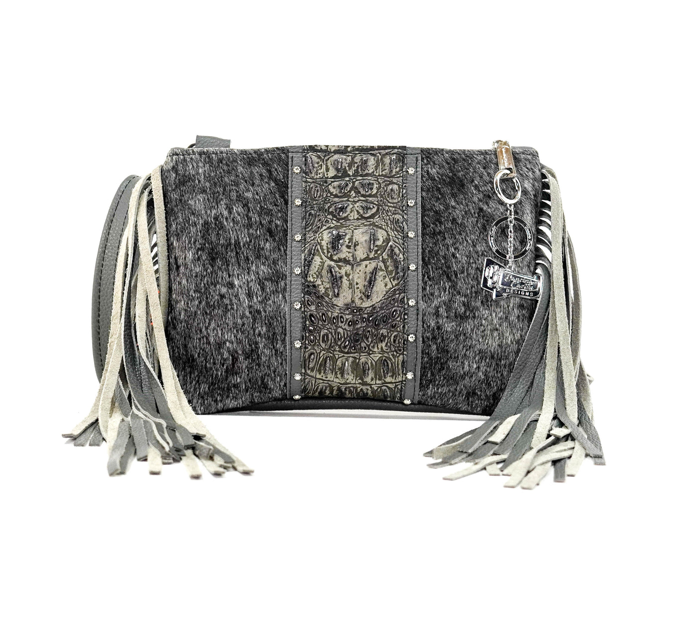 Patsy - Salt & Pepper w/ Smoke Show Croc-Patsy-Western-Cowhide-Bags-Handmade-Products-Gifts-Dancing Cactus Designs
