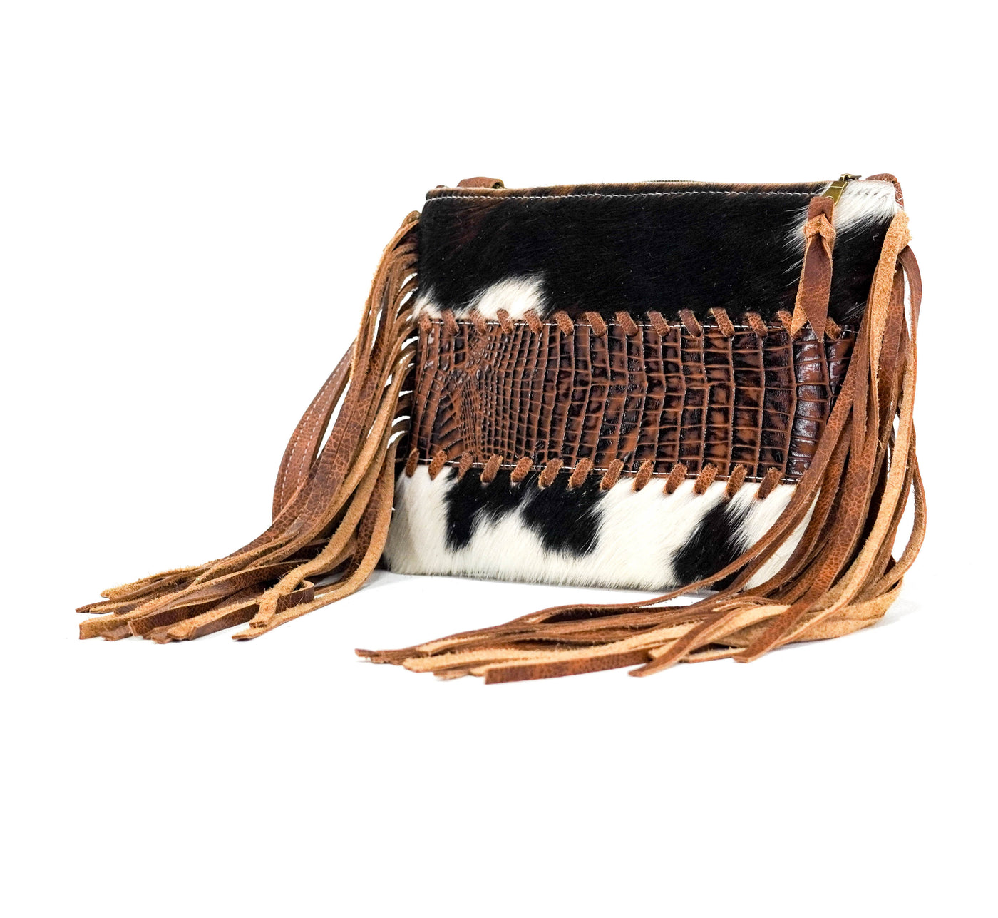 Patsy - Tricolor w/ Saddle Croc-Patsy-Western-Cowhide-Bags-Handmade-Products-Gifts-Dancing Cactus Designs