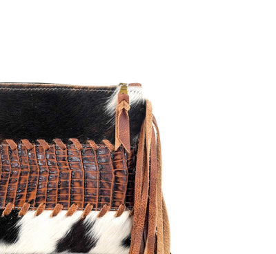 Patsy - Tricolor w/ Saddle Croc-Patsy-Western-Cowhide-Bags-Handmade-Products-Gifts-Dancing Cactus Designs