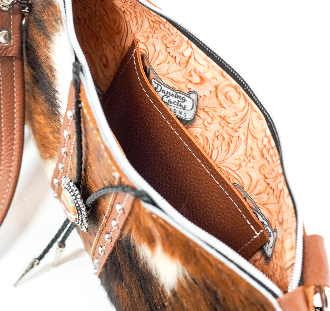 Patsy - Tricolor w/ Saddle Ostrich-Patsy-Western-Cowhide-Bags-Handmade-Products-Gifts-Dancing Cactus Designs