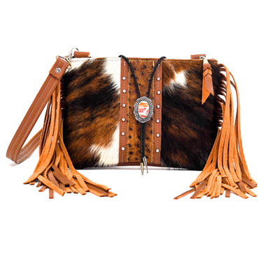 Patsy - Tricolor w/ Saddle Ostrich-Patsy-Western-Cowhide-Bags-Handmade-Products-Gifts-Dancing Cactus Designs