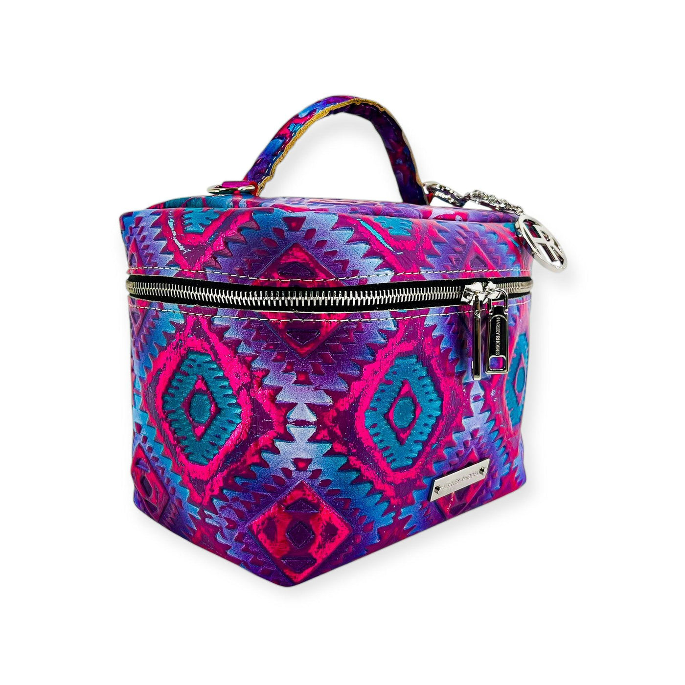 Petite Train Case-Luggage & Bags > Cosmetic & Toiletry Bags > Travel Organizer Bags-Western-Cowhide-Bags-Handmade-Products-Gifts-Dancing Cactus Designs