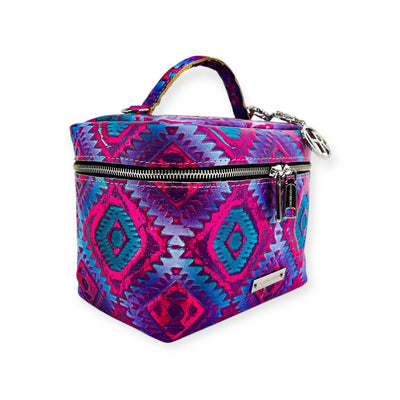 Petite Train Case-Luggage & Bags > Cosmetic & Toiletry Bags > Travel Organizer Bags-Western-Cowhide-Bags-Handmade-Products-Gifts-Dancing Cactus Designs