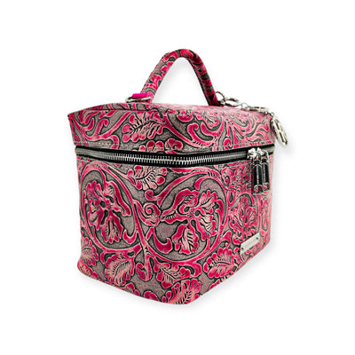 Petite Train Case-Luggage & Bags > Cosmetic & Toiletry Bags > Travel Organizer Bags-Western-Cowhide-Bags-Handmade-Products-Gifts-Dancing Cactus Designs