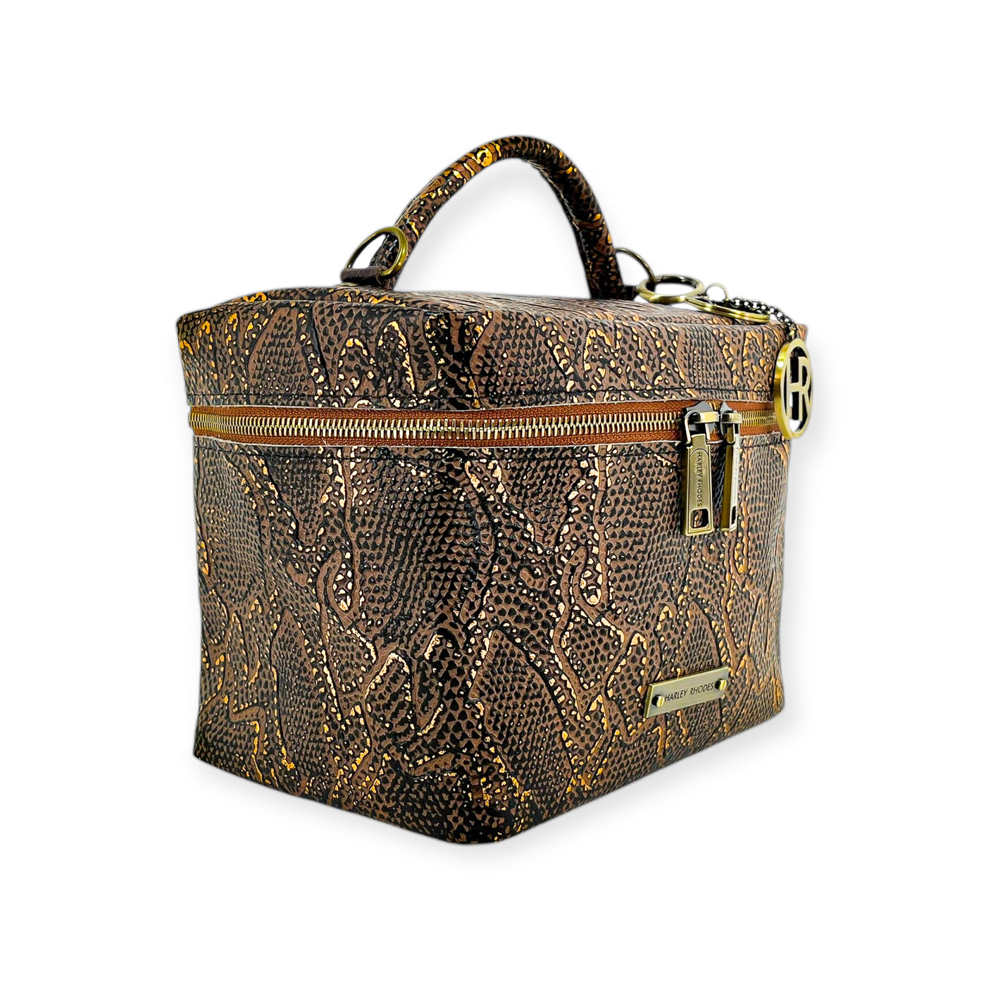 Petite Train Case-Luggage & Bags > Cosmetic & Toiletry Bags > Travel Organizer Bags-Western-Cowhide-Bags-Handmade-Products-Gifts-Dancing Cactus Designs