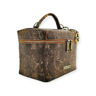 Petite Train Case-Luggage & Bags > Cosmetic & Toiletry Bags > Travel Organizer Bags-Western-Cowhide-Bags-Handmade-Products-Gifts-Dancing Cactus Designs