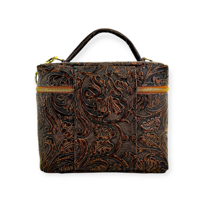 Petite Train Case-Luggage & Bags > Cosmetic & Toiletry Bags > Travel Organizer Bags-Western-Cowhide-Bags-Handmade-Products-Gifts-Dancing Cactus Designs