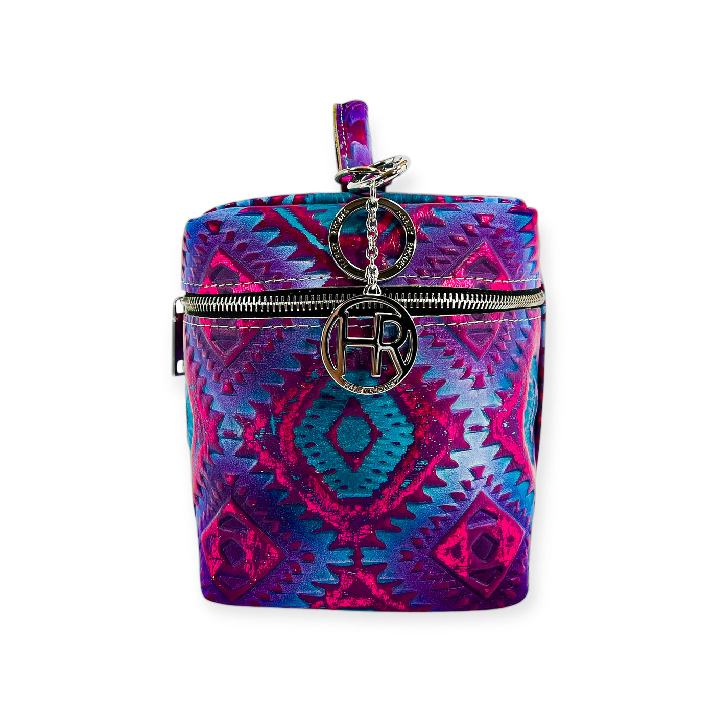 Petite Train Case-Luggage & Bags > Cosmetic & Toiletry Bags > Travel Organizer Bags-Western-Cowhide-Bags-Handmade-Products-Gifts-Dancing Cactus Designs