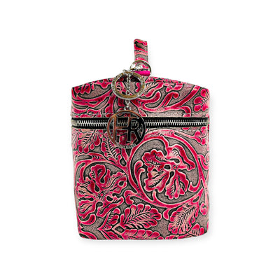 Petite Train Case-Luggage & Bags > Cosmetic & Toiletry Bags > Travel Organizer Bags-Western-Cowhide-Bags-Handmade-Products-Gifts-Dancing Cactus Designs