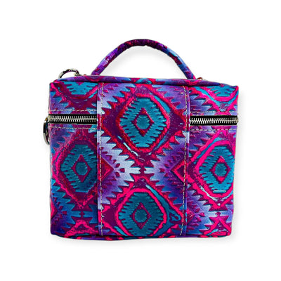 Petite Train Case-Luggage & Bags > Cosmetic & Toiletry Bags > Travel Organizer Bags-Western-Cowhide-Bags-Handmade-Products-Gifts-Dancing Cactus Designs