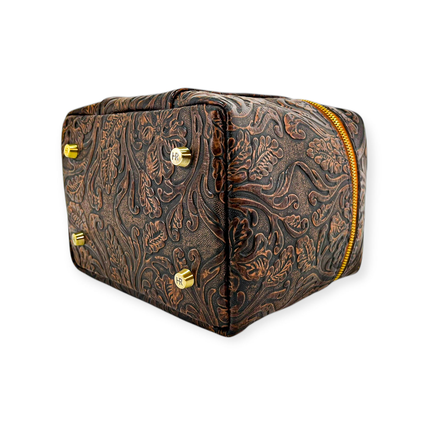 Petite Train Case-Luggage & Bags > Cosmetic & Toiletry Bags > Travel Organizer Bags-Western-Cowhide-Bags-Handmade-Products-Gifts-Dancing Cactus Designs