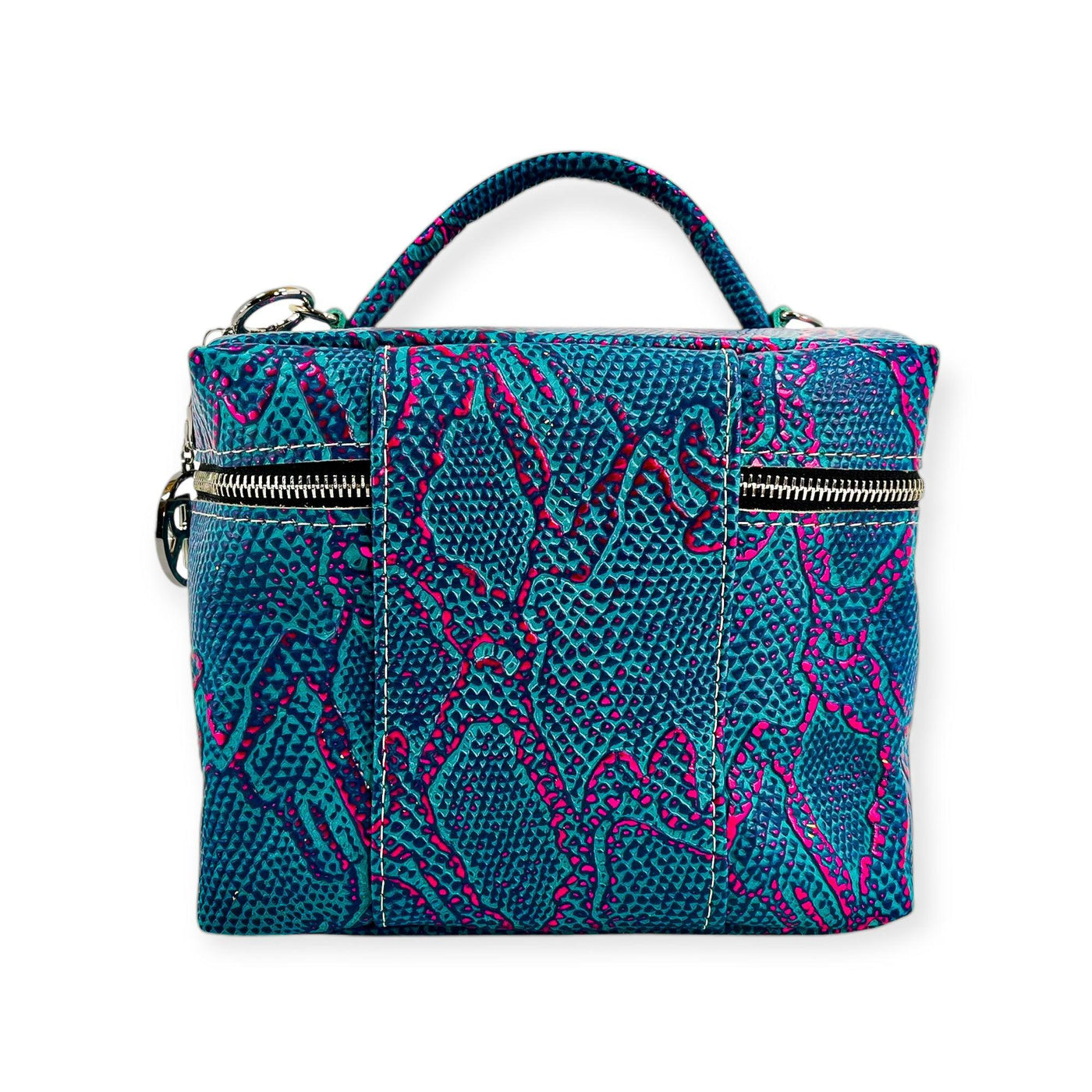 Petite Train Case-Luggage & Bags > Cosmetic & Toiletry Bags > Travel Organizer Bags-Western-Cowhide-Bags-Handmade-Products-Gifts-Dancing Cactus Designs