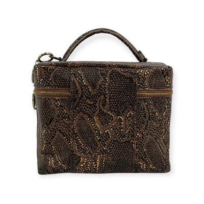 Petite Train Case-Luggage & Bags > Cosmetic & Toiletry Bags > Travel Organizer Bags-Western-Cowhide-Bags-Handmade-Products-Gifts-Dancing Cactus Designs