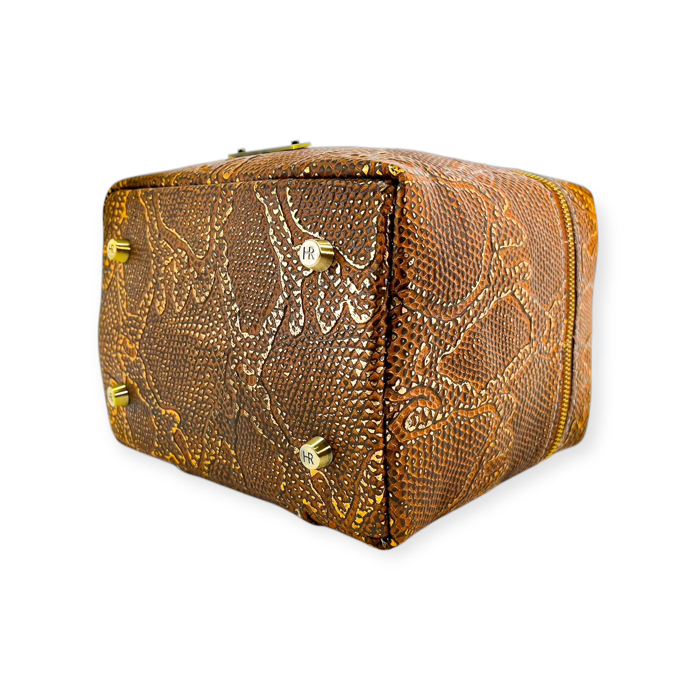 Petite Train Case-Luggage & Bags > Cosmetic & Toiletry Bags > Travel Organizer Bags-Western-Cowhide-Bags-Handmade-Products-Gifts-Dancing Cactus Designs