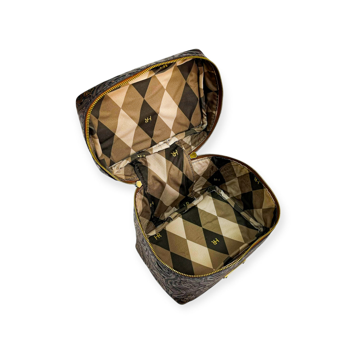 Petite Train Case-Luggage & Bags > Cosmetic & Toiletry Bags > Travel Organizer Bags-Western-Cowhide-Bags-Handmade-Products-Gifts-Dancing Cactus Designs