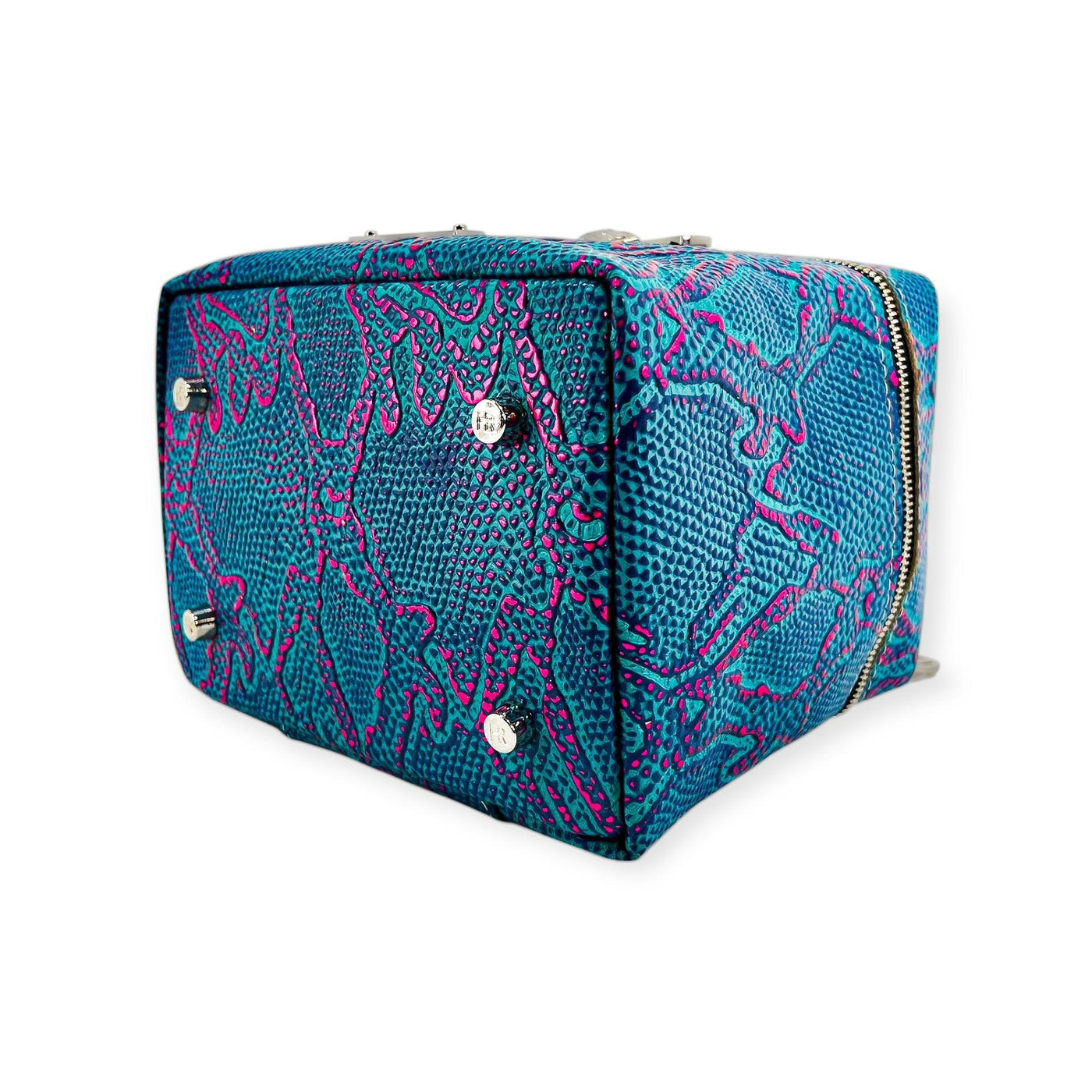 Petite Train Case-Luggage & Bags > Cosmetic & Toiletry Bags > Travel Organizer Bags-Western-Cowhide-Bags-Handmade-Products-Gifts-Dancing Cactus Designs